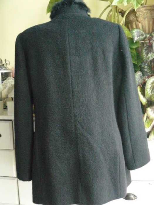 JARD płaszcz 48 black 44% wełna 24% alpaka mohair królik 120 cm pachy