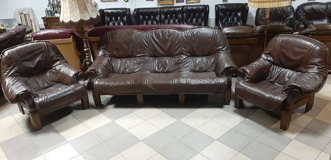Кожаный диван с креслами, шкіряні дивани