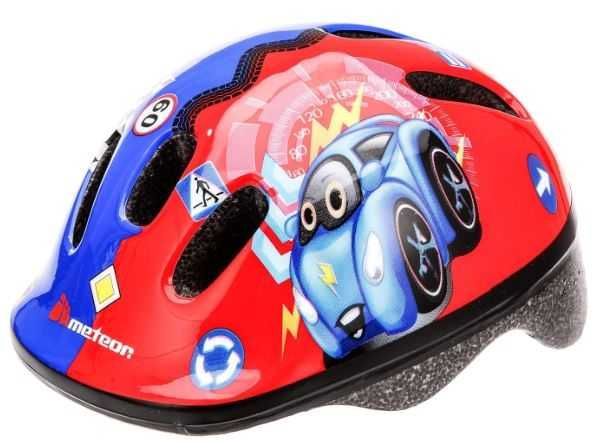 Dziecięcy kask rowerowy Meteor rozmiar S (48-52cm) wzór auto