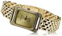 Złoty zegarek damski 14k z BRYLANTAMI Geneve lwd054ydg&lbw004y Poznań