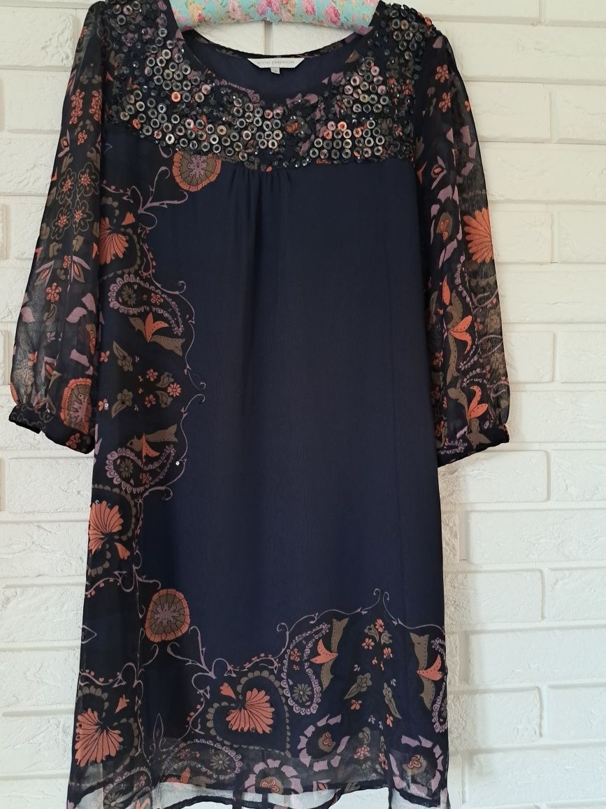 Rocha sukienka mini oversize kolorowy wzór r. 44