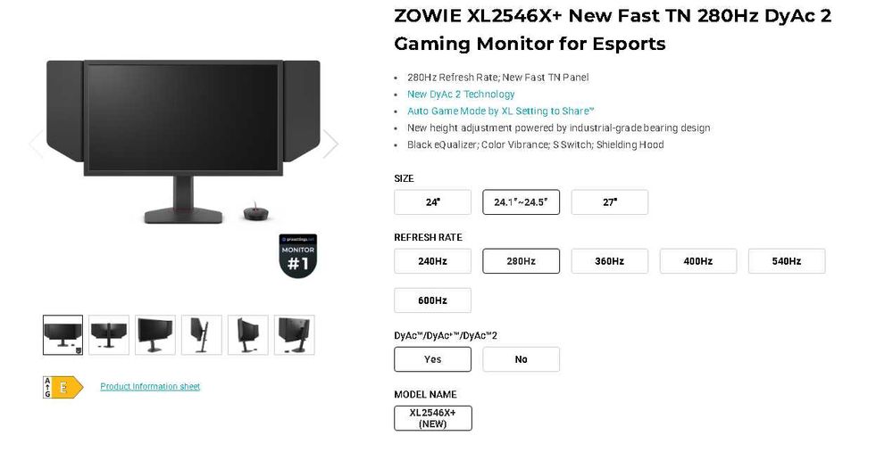 Monitor BenQ XL2546X+ New Fast TN 280Hz DyAc 2 - c/ garantia