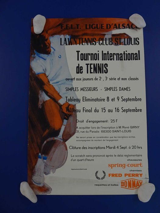 Antigo poster Ténis Ligue D'Alsace Tournoi International de Tennis