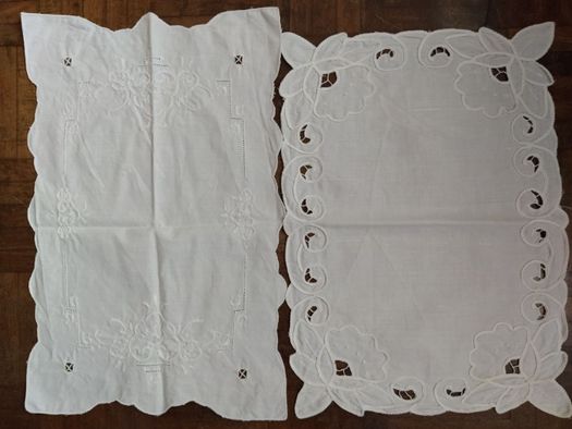 Conjunto de 2 panos bordados branco