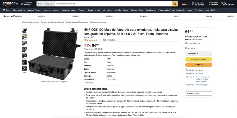 NOVO Caixa Estanque | Hard Case com espuma HMF