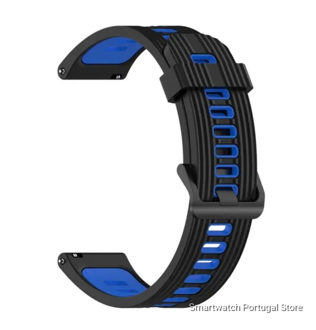 Bracelete 22mm em silicone |Nova| Preto e Azul