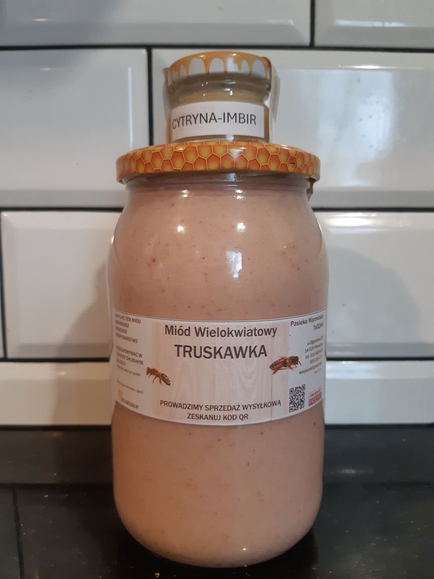 Miód Truskawka kremowany 1.2kg + GRATIS od pszczelarza