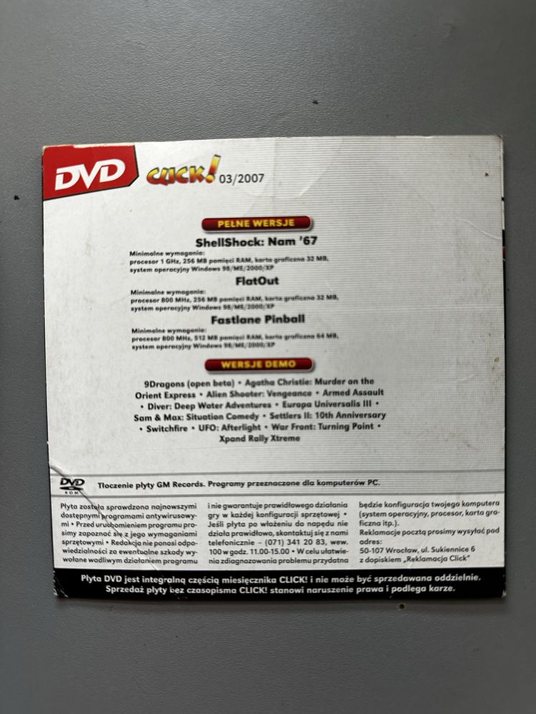 Gry PC Click Flatout Shellshock Pinball PC DVD PL