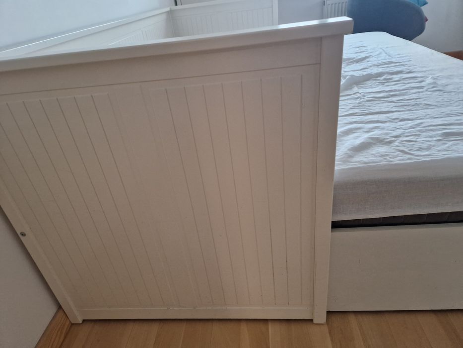 HEMNES IKEA łóżko rozkładane z 3 szufladami, 2 materace, białe