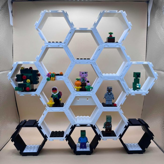 Półka modułowa HEX na figurki LEGO - Zestaw 16 sześcianów - Kolory