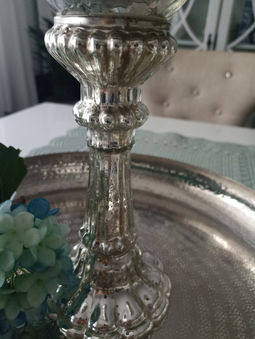 Piękna duża taca glamour srebrna metal jak Belldeco