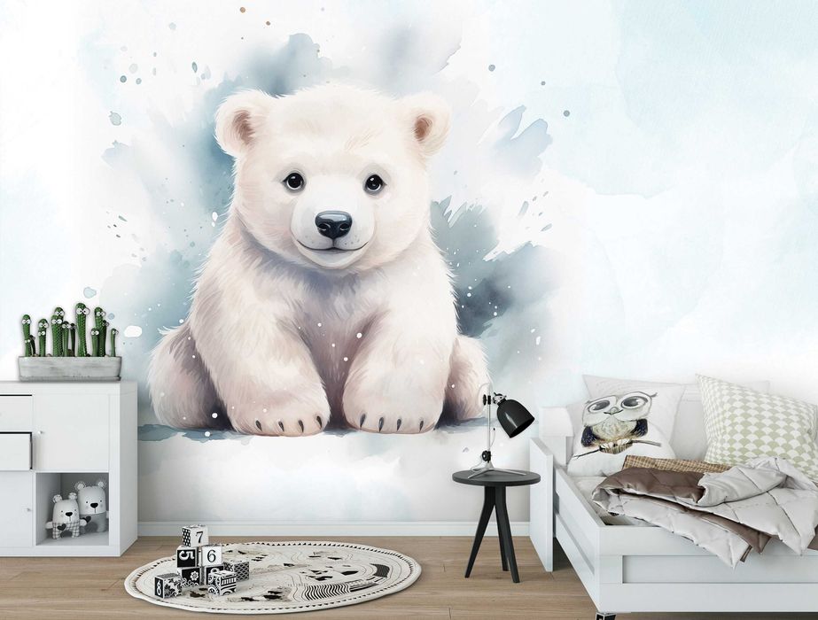 Fototapeta Dla Dzieci Niedźwiadek Miś Polarny 3D Twój Rozmiar + KLEJ