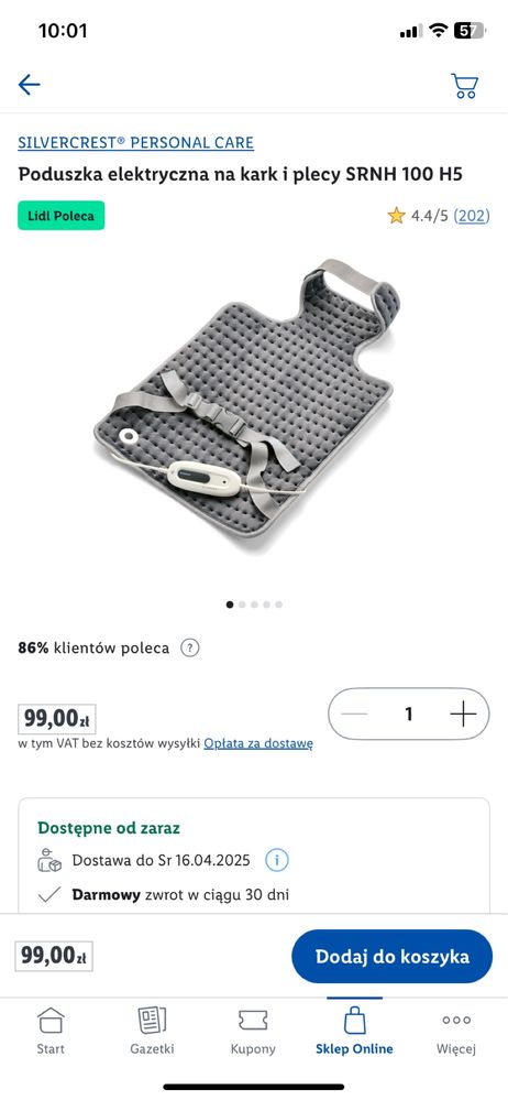 Poduszka elektryczna pod plecy i kark,sanitas,lidl,rozgrzewająca podus