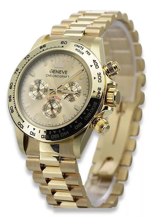 Złoty zegarek z bransoletą męski 14k Geneve mw014ydg&mbw015y Wrocław
