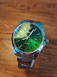 Srebno-Zielony Zegarek Kwarcowy