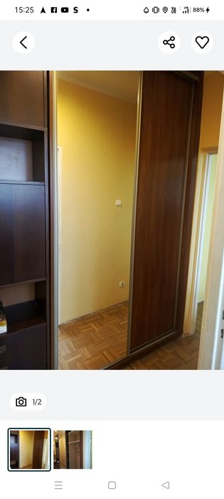 Szafa brązowa z lustrem korytarzu przedpokoju ubraniowa półki, 2 sztu