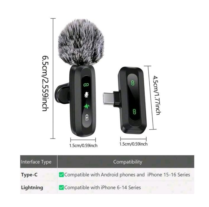 HITOZON Microfone de lapela sem fio