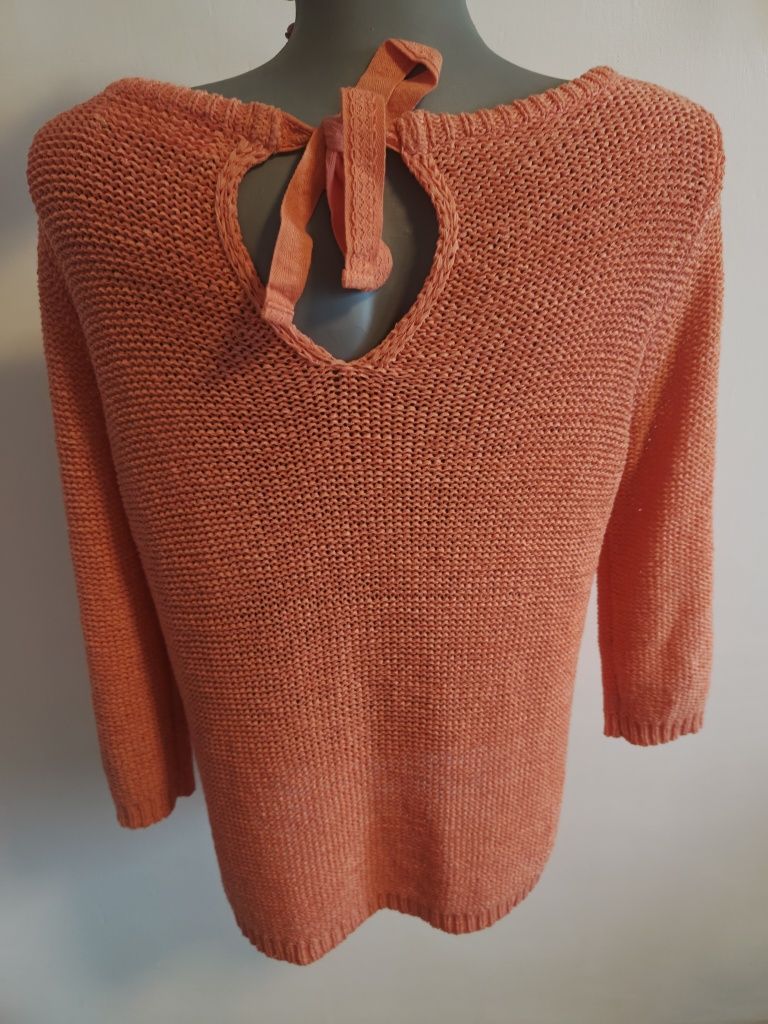 Markowy sweterek Tom Tailor Denin rS/M 36/38 koralowy sweter rękaw 3/4