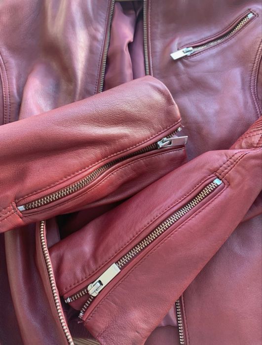 Casaco de pele vermelho Usual Way XL 100% couro genuino