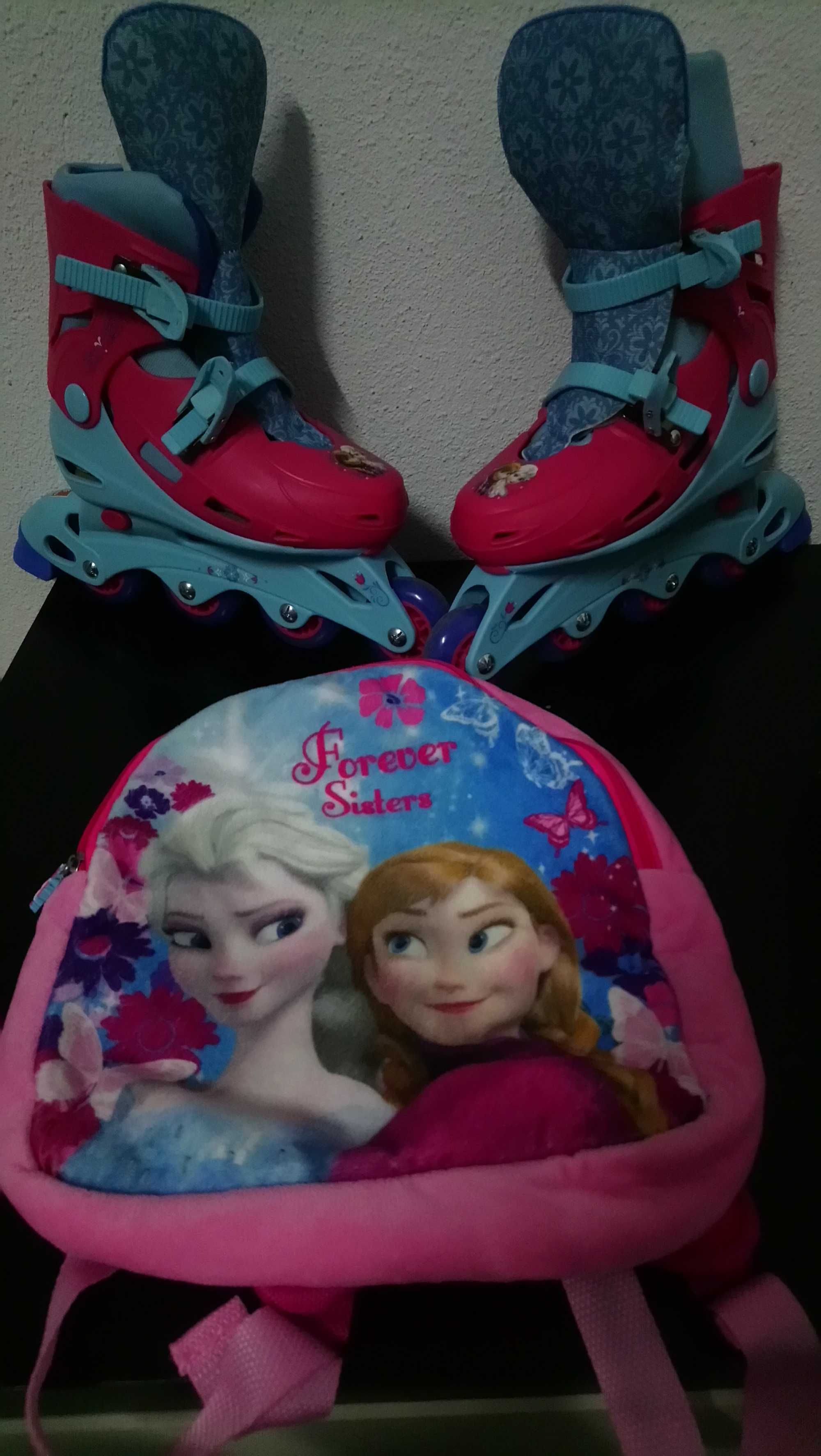 Conjunto mochila e patins Frozen