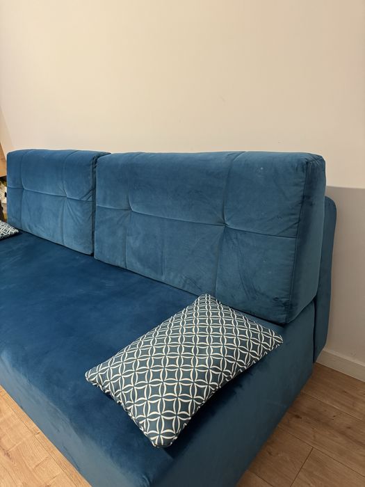 Sofa turkusowa - 3osobowa, rozkladana