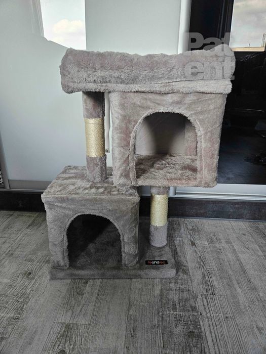 Drapak dla kota kompaktowy 67 cm szary domek słupek legowisko