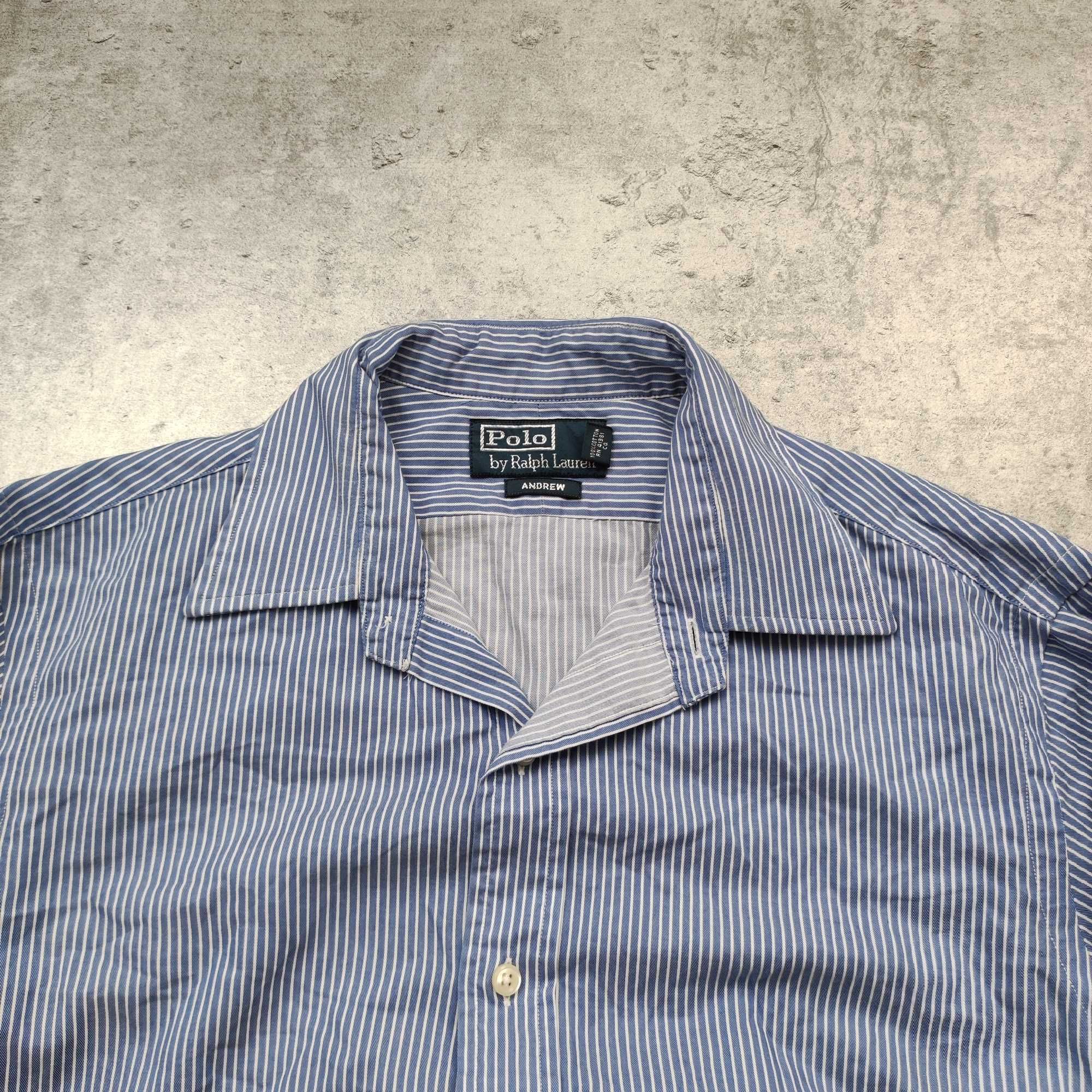 MĘSKA Elegancka PREMIUM Bawełna Koszula Paski Polo Ralph Lauren KlasS