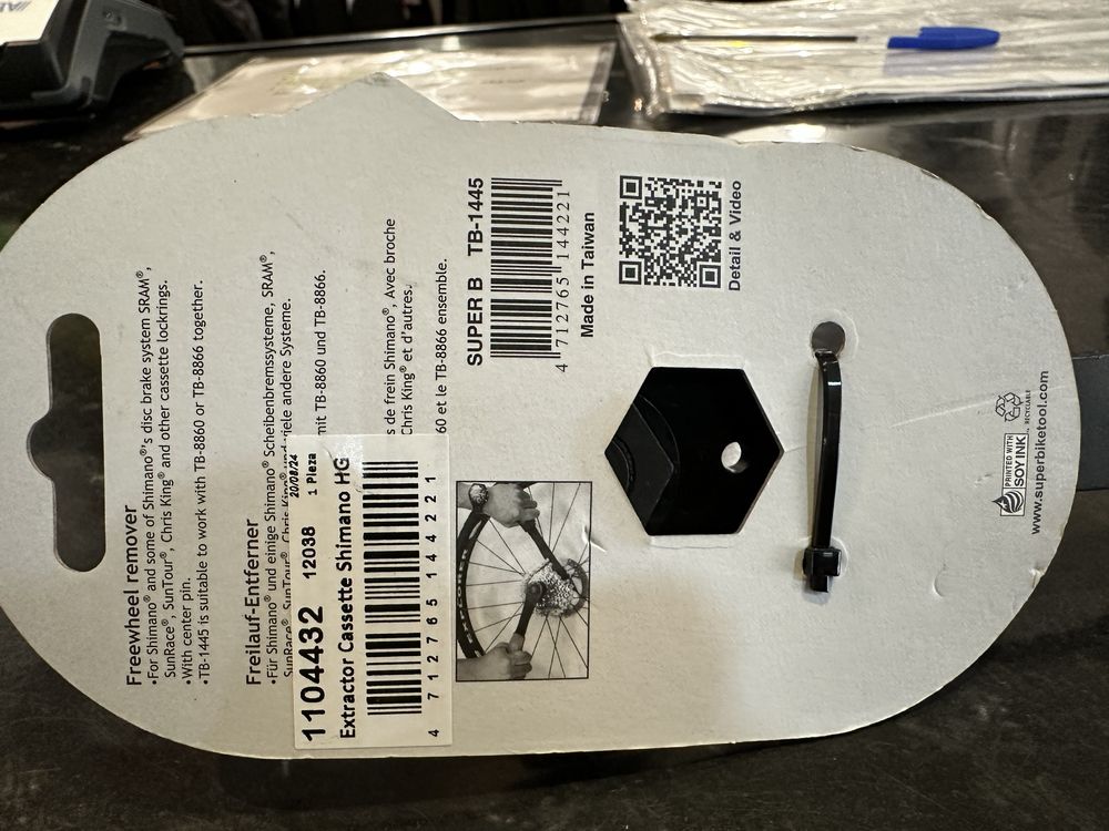 Extrator Cassete Shimano HG - SuperB TB-1445 - NOVO/NEW