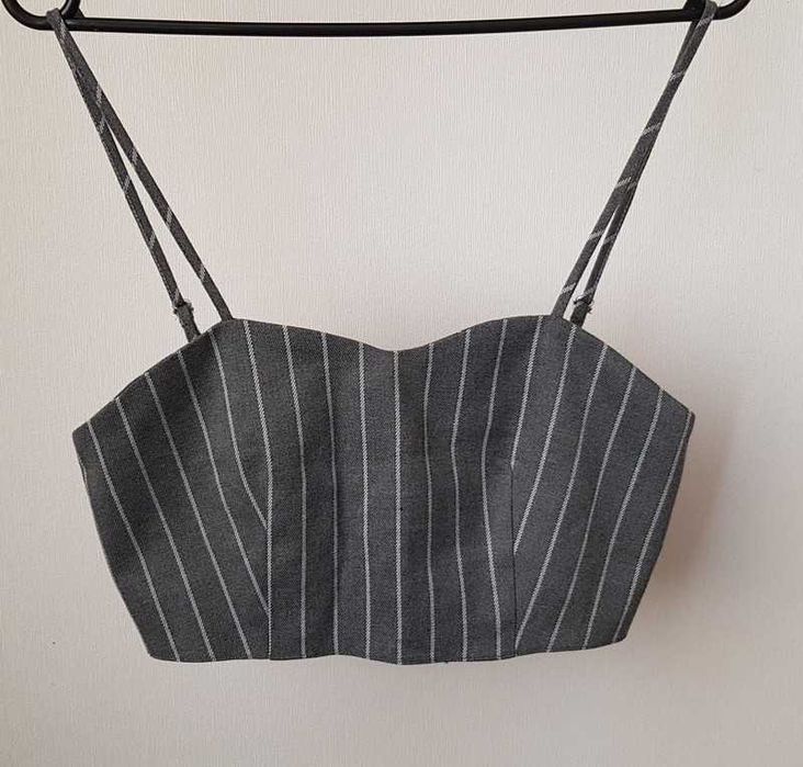 Szary elegancki top bluzka na ramiączkach r. S