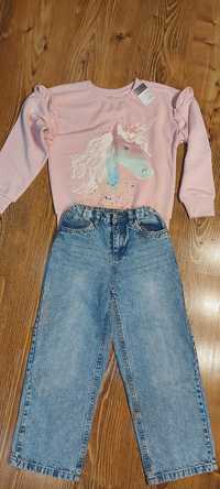 Spodnie szerokie+bluza NOWA,Unicorn,7-8 lat