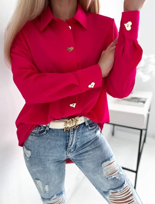 Elegancka koszula guziki serca Polska produkcja