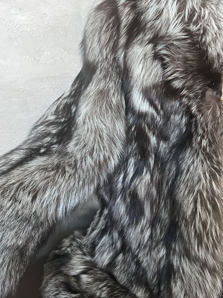 Futro z srebrnego lisa naturalne prawdziwe