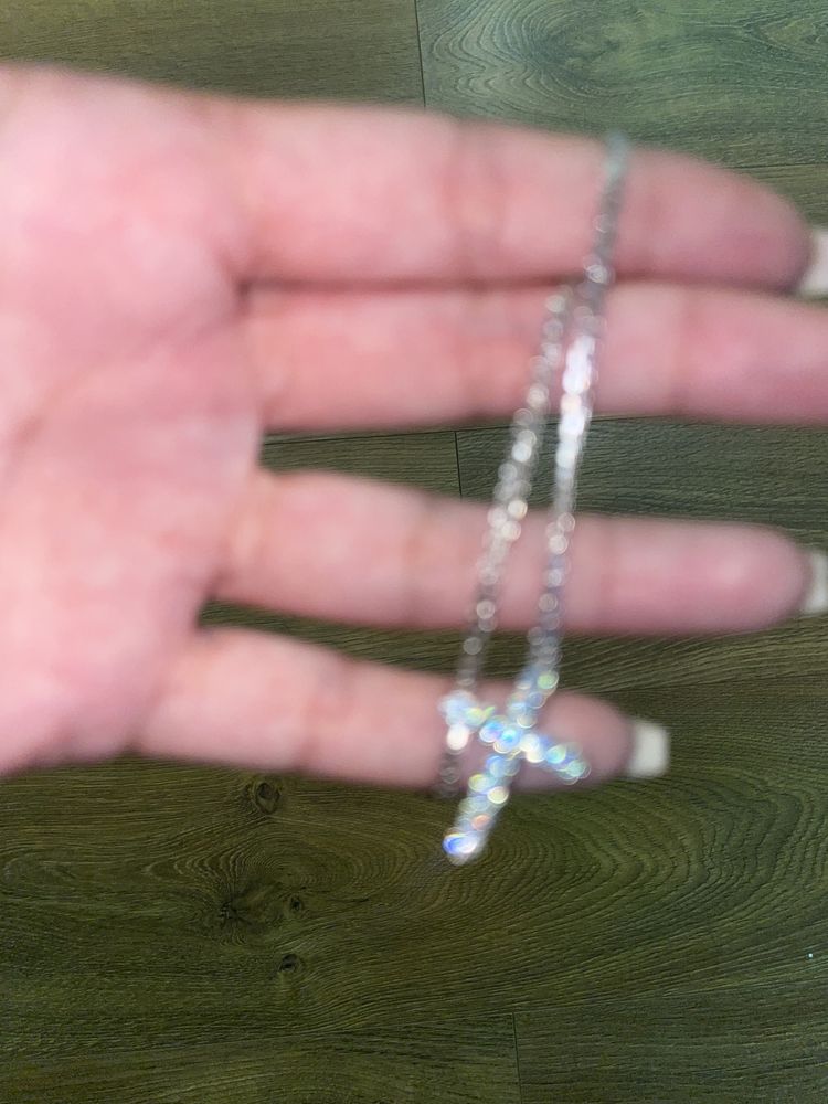 Крестик с муассанитами 1.10ct белое золото 585