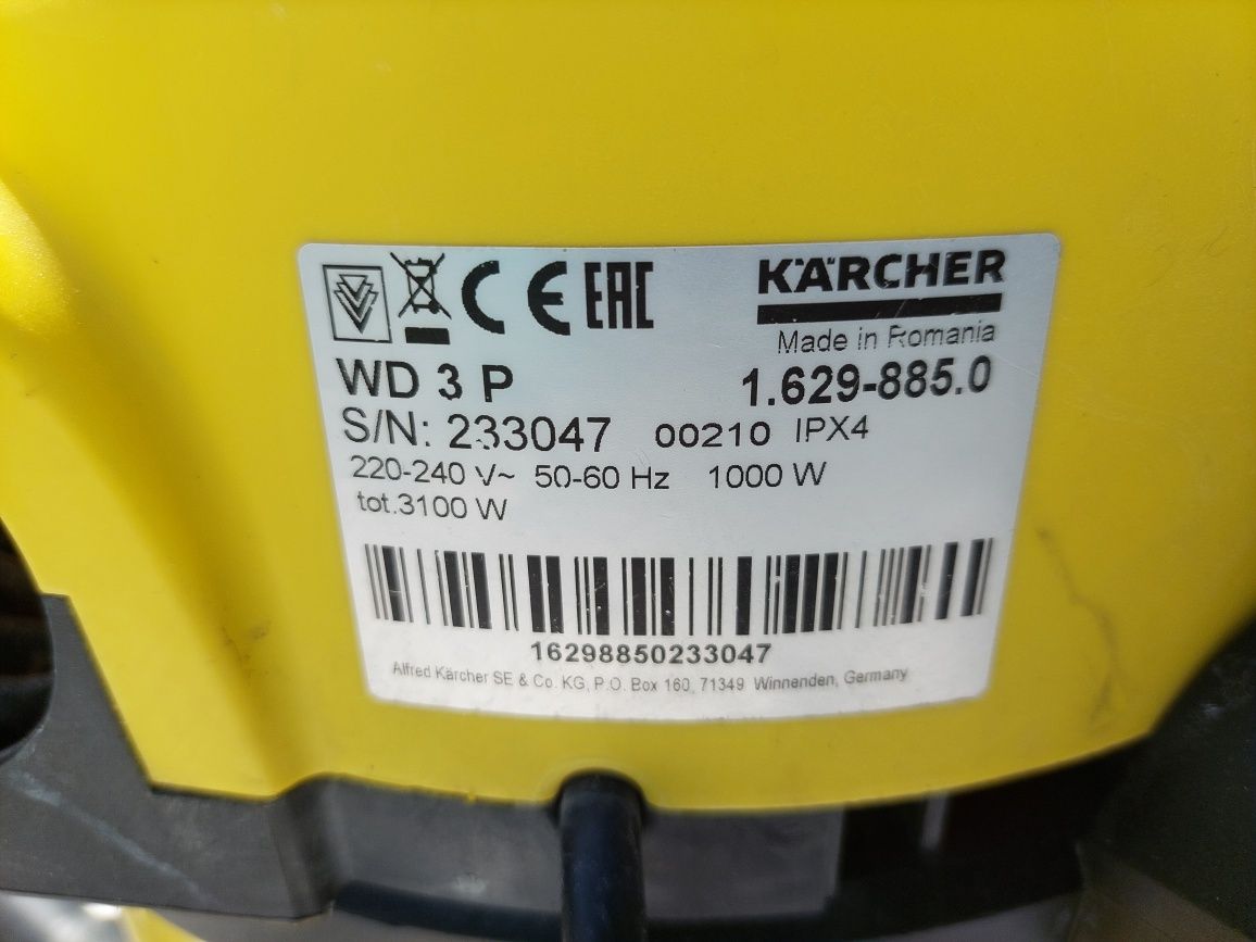 Odkurzacz karcher wd3 p z gniazdem