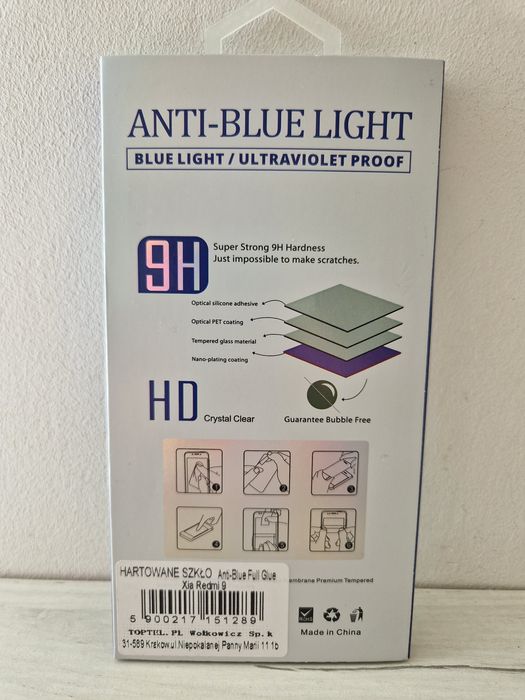 Hartowane szkło Anti-Blue Full Glue do Xiaomi Redmi 9