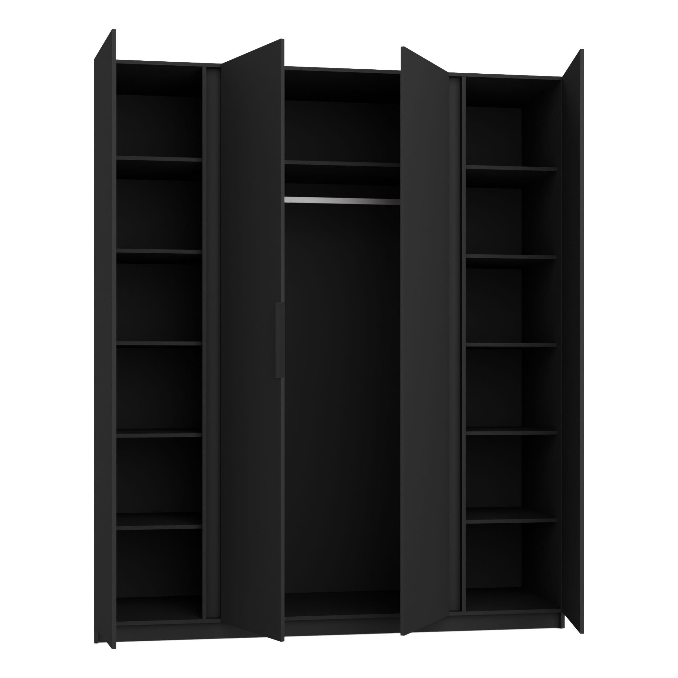 Szafa KALIA 2F 2LW 200x239x62 cm czarny, dąb evoke, szafa z lustrem