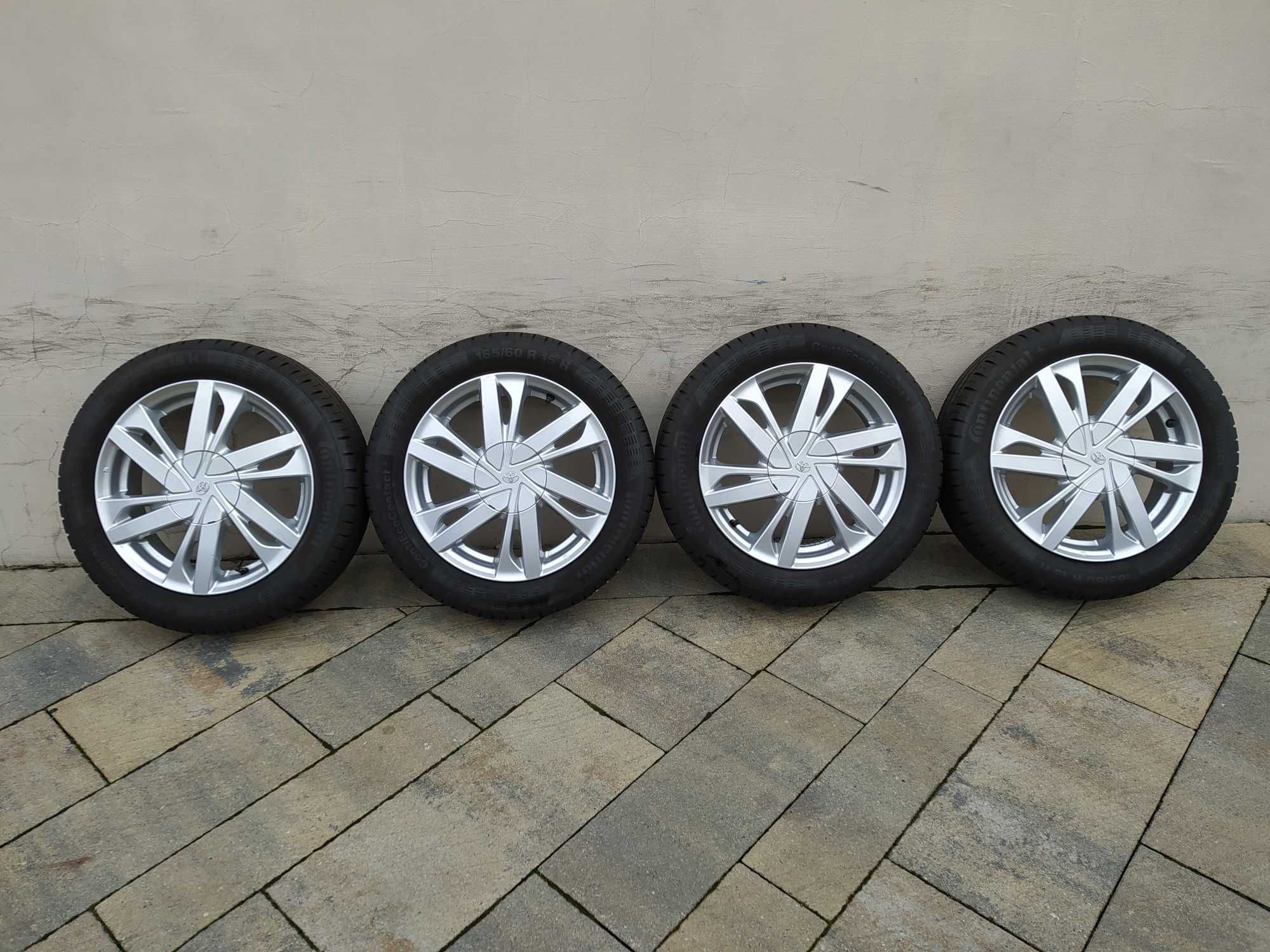 Koła aluminiowe 15 Toyota Aygo, 4x100, Continental 165/60R15 Nowe Demo