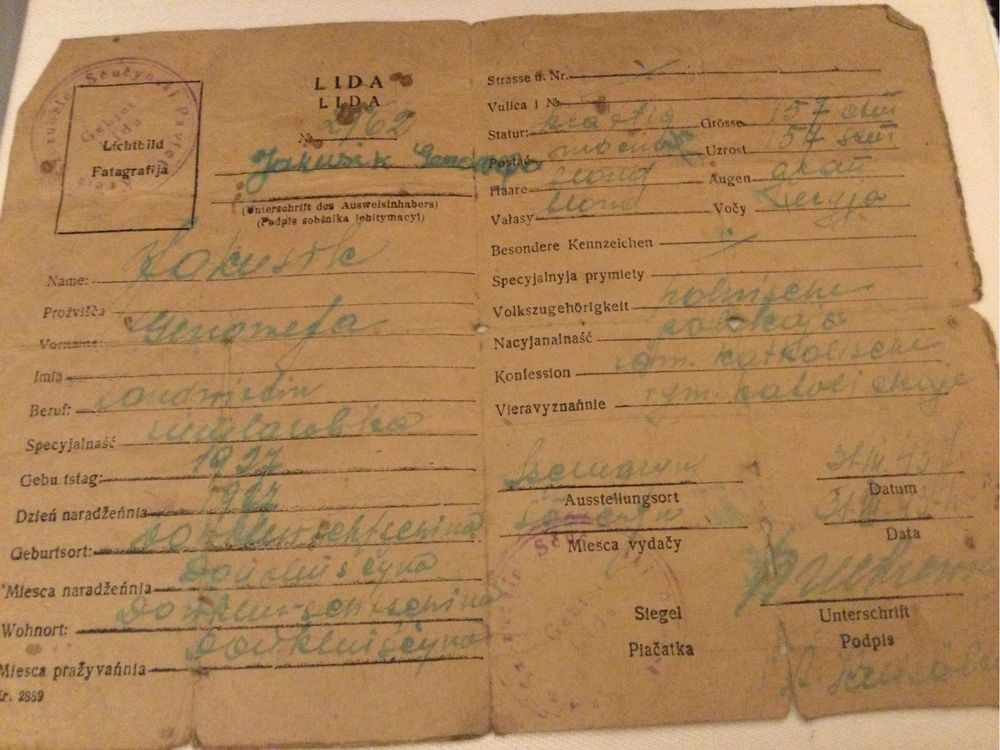 Ausweiss,niemiecki dowód z terenów ZSRR,Polki,dokument