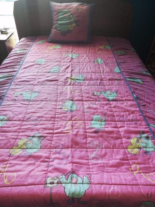 Colcha coberta cama solteiro c/ uma fronha almofada decoração juvenil