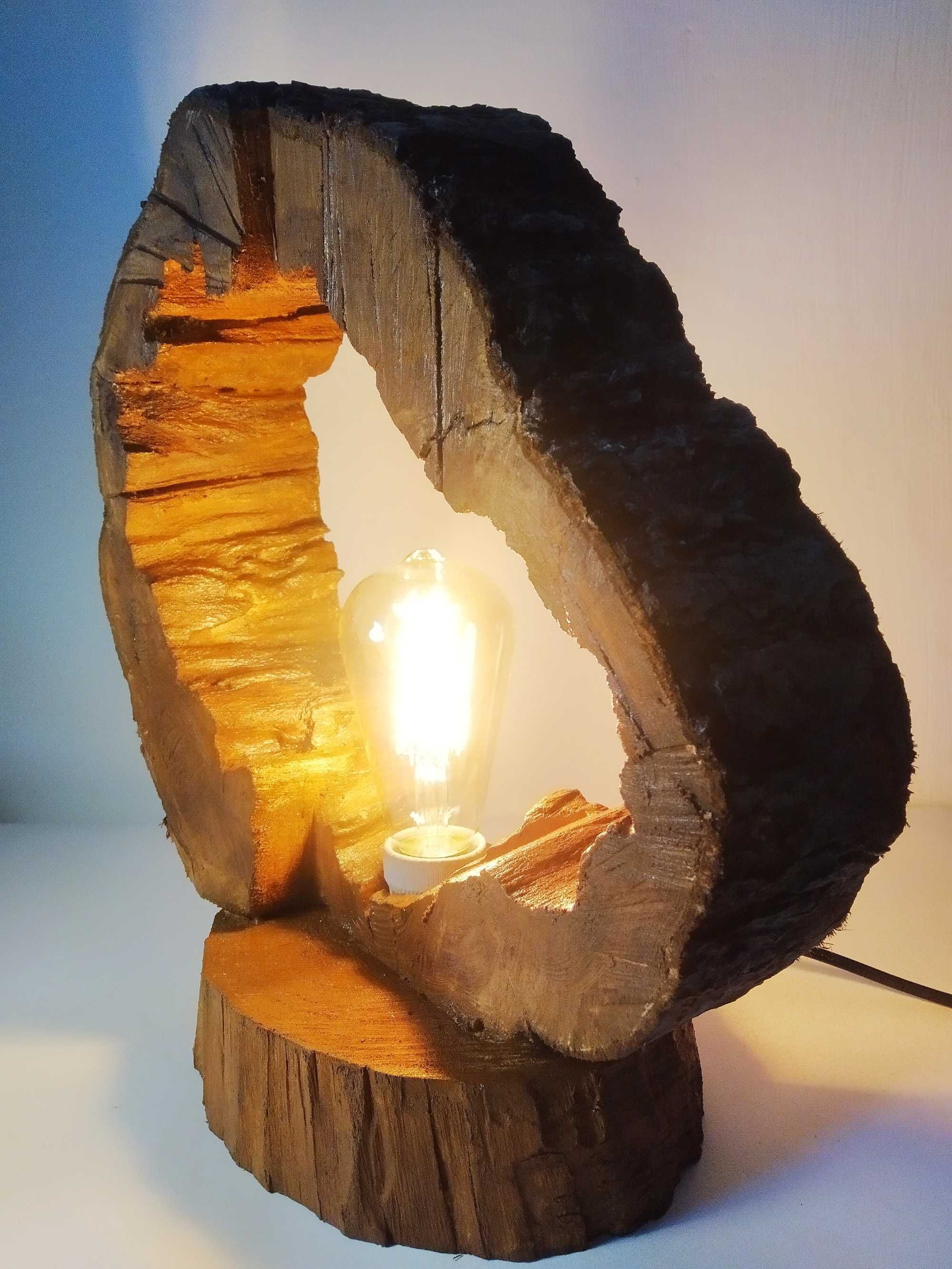 Nowa drewniana Dębowa Lampa stojąca + gratis