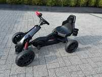 Gokart na pedały duży dla dzieci sportowy czarny regulowany 3-8 lat