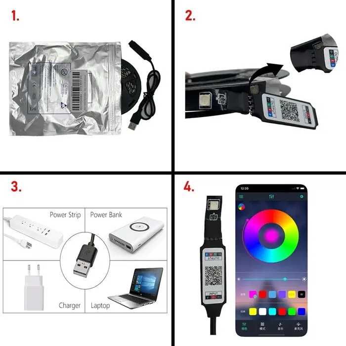 Світлодіодна LED стрічка 10м USB RGB 5050 пульт + з телефону