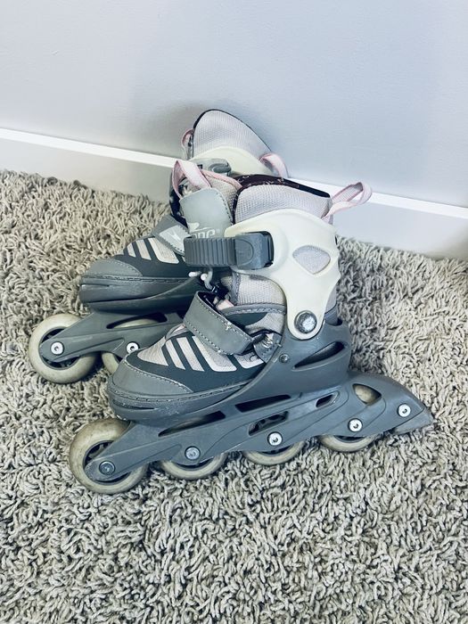 Rolki szare pudrowy roz dla dziewczynki wrotki 29,30,31,32,33