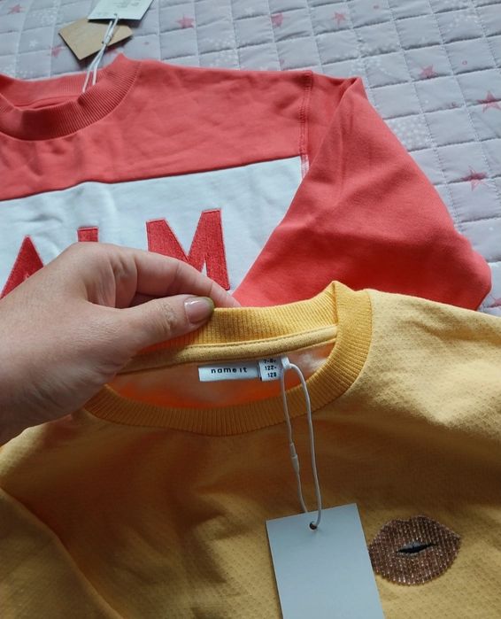 Conjunto | Lote de 2 camisolas cardadas | Name it | amarelo e coral