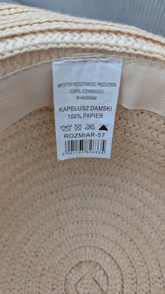 Kapelusz damski z dużym  rondem słomkowy papier 57 Dorpol