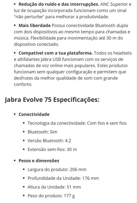 Auscultadores Jabra Evolve 75 Topo de gama