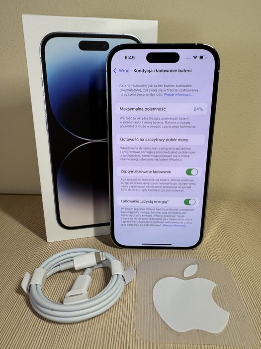 ZESTAW iPhone 14 PRO | JAK NOWY! | IDEALNY! | GRATIS szkło kabel etui