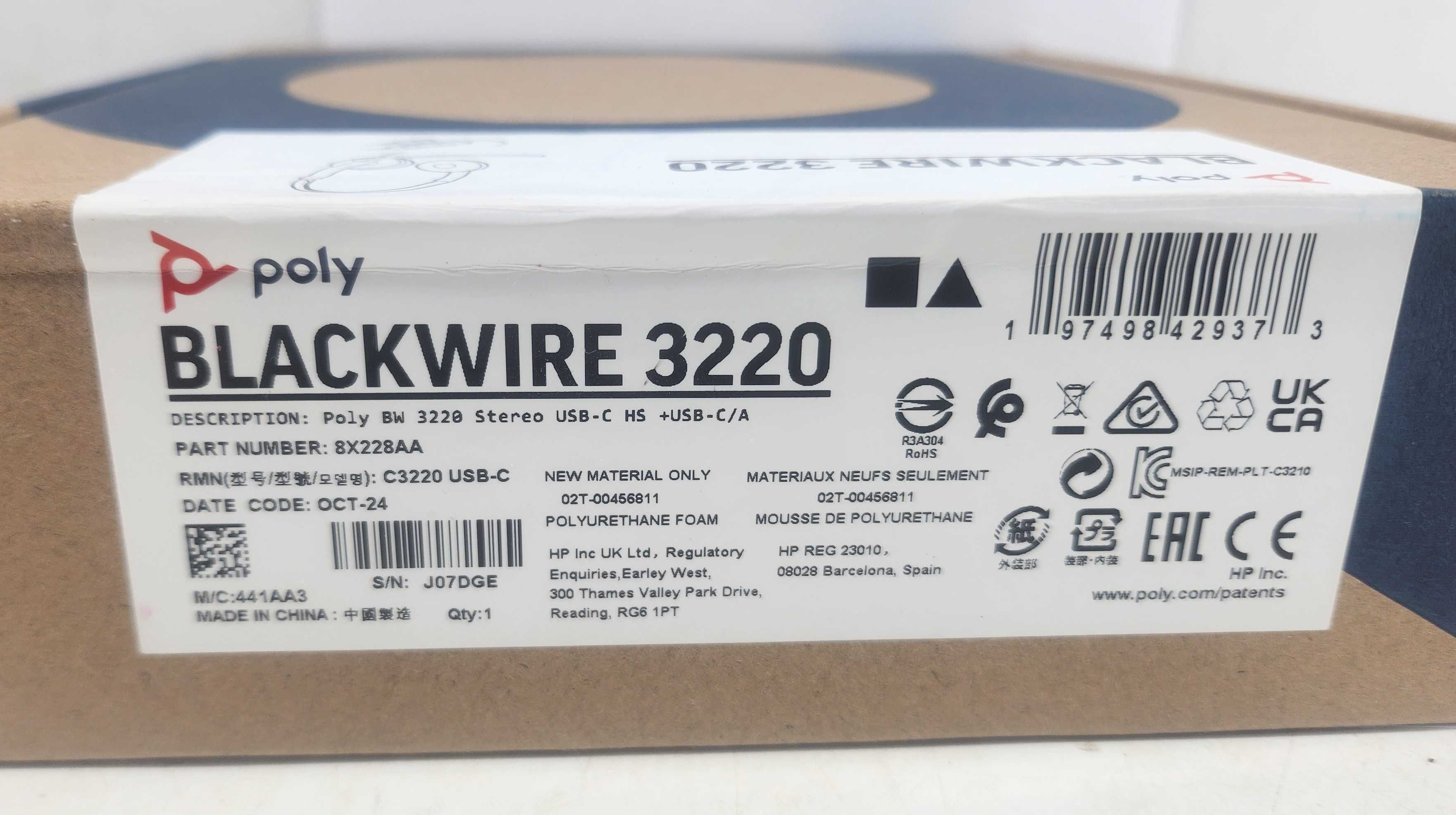 PLANTRONICS BLACKWIRE C3220 USB słuchawki z mikrofonem