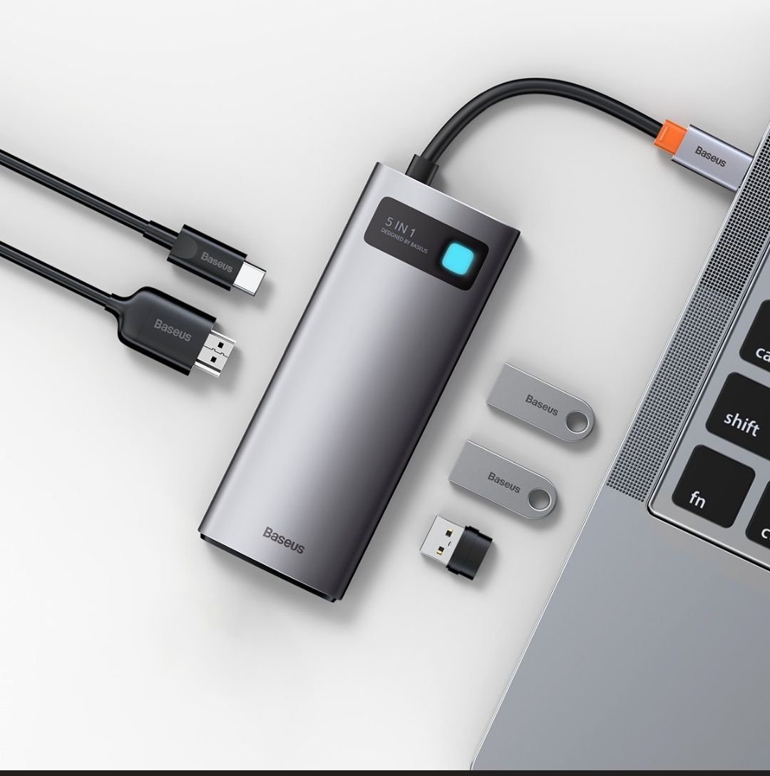 USB-C Хаб Baseus концентратор адаптер для MacBook  та інших 5в1 і 4в1