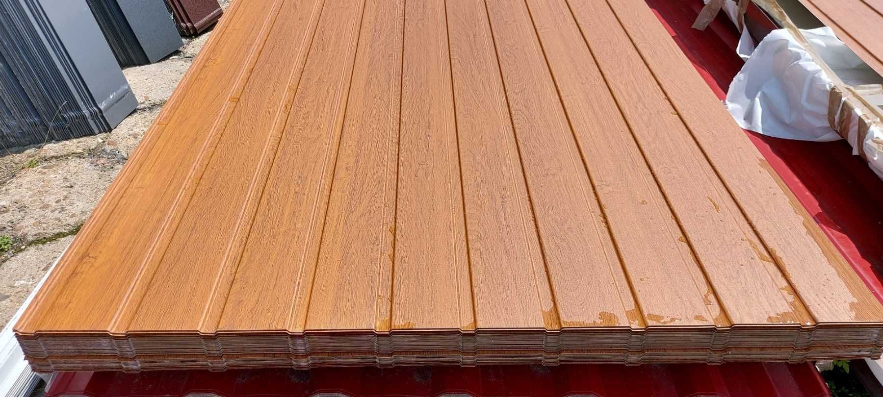 Blacha panelowa T-7 złoty dąb ścianę elewację garaż blaszak podbitka
